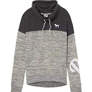 Victoria's Secret Pink High Cowl Neck Colorblock Pullover Sweatshirt Gray Marl